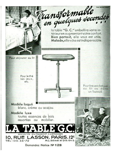 Publicité ancienne table