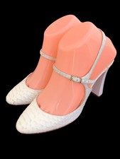 Emporio Armani Escarpin Décolleté En Cuir Effet Croco De Couleur Blanc TBE