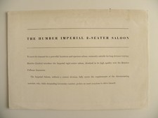 Brochure anglaise HUMBER Impérial 8 - Seater Saloon