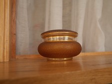 Boite bijoux poudre bonbonnière cristal dégagé à l'acide irisé or ambre Baccarat