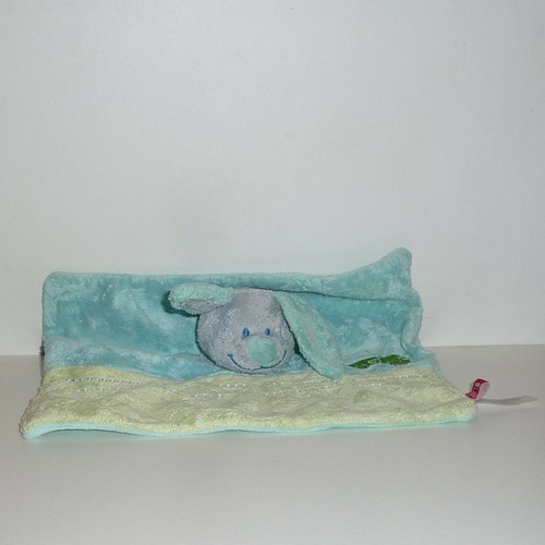 Doudou lapin tex bleu vert - doudou,