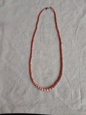 Collier Vintage En Corail Rose Angel Skin Sculpté Naturel 6Mm 18K Or 750 