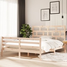 Cadre de Lit Blanc Bois de Pin Massif 90x200 cm Adulte Sommier Simple vidaXL