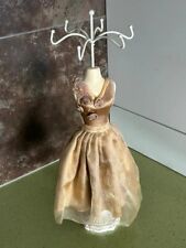Joli Mannequin poupée femme porte bijoux présentoir bois fer tissu robe 37 cm