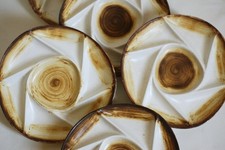 Assiettes divisées en grès vintage Longchamp 5 assiettes