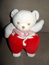 Doudou Peluche TARTINE ET CHOCOLAT Ours Blanc Rouge Ceinture Corde