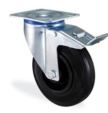 Roulette pivotante à frein caoutchouc noir 200mm charge 220kg