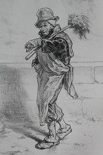 GAVARNI Lithographie originale série PHYSIONOMIES PARISIENNES - LE BALAYEUR