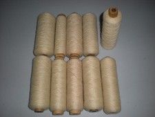 10 anciennes bobines de fil coton blanc cassé  mercerie couture filature deco