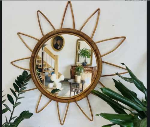 Miroir soleil rotin - miroir,