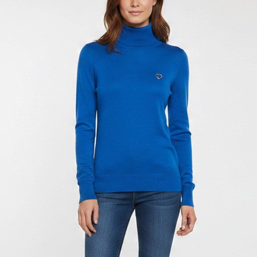 Pull col roulé tricoté - , bleu