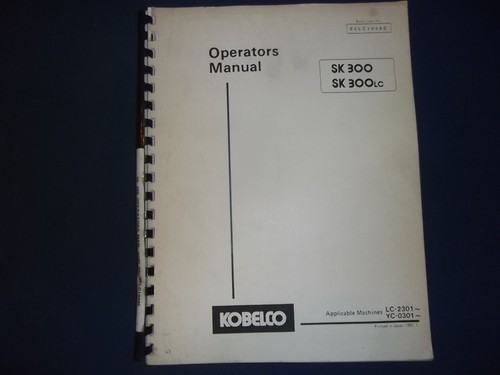 Kobelco manuel opérateur - kobelco,