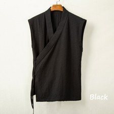 Menhan Chinois Vêtements Débardeur Vintage Décontracté Chemise sans Manche Gilet