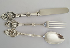 ANCIENS COUVERTS ARGENT MASSIF MÉDAILLON STERLING MEDALLION ZACHARIAS 1859 1884