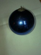 1 boule de pardon ancienne mercurisée bleue en verre églomisé .