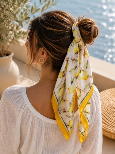 Foulard carré femme citrons - foulard,