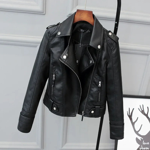 Veste cuir slim pour - pu,