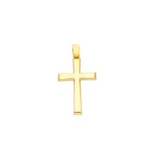 Pendentif Croix en or Jaune 18K, Carrée, à Lisser, Brillant Et Plate, 28 MM