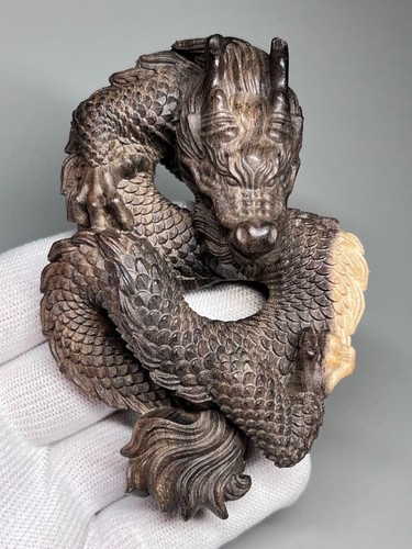 Netsuke dragon bois fermoir - dragon,