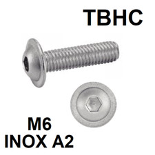 20 VIS TBHC INOX A2 M6 x 10 mm TETE BOMBEE HEXAGONALE CREUSE A EMBASE