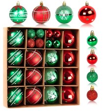 Lot de 30 Boules de Noël Rouge Vert,6/3cm Boules de Sapin de Noël en Plastiqu...
