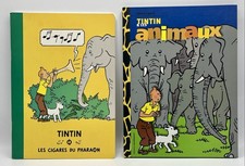 Lot Neuf TINTIN et Animaux + Cahier Cigares du pharaon, point commun l'éléphant