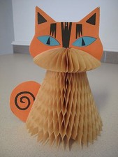 Russian Soviet Christmas Ornament Paper Orange Cat Кошка Ёлочная игрушка 1985