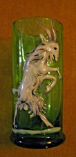 Theodor Rossler Bohemian  Enamel  Art Glass Tumbler / Vase Chèvre des montagnes