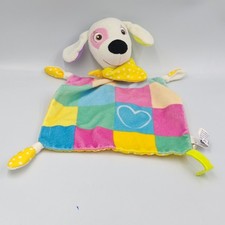 Doudou plat chien rose jaune