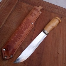 Joli PUUKKO FINLANDAIS PEITSIKKO avec Fourreau en Cuir Manche En Bois 
