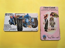 ANCIENNES BOITES CRAYONS COULEUR CONTÉ GILBERT AUTO FABER-CASTELL MISS PETTICOAT