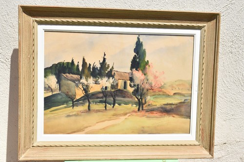 Grande aquarelle mas aux - aquarelle,