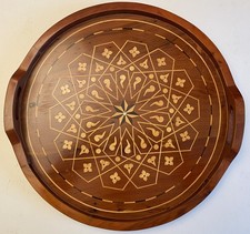 Magnifique plateau marocain en marqueterie – Bois artisanal décoratif (fait main