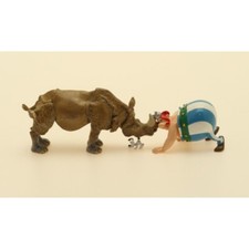 Figurine Astérix - Obélix nez à nez avec le rhinocéros Pixi 02369