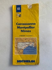 Ancienne carte MICHELIN N°83 CARCASSONNE MONTPELLIER NIMES de 1987
