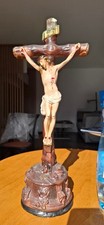 RARE !!! STATUE CRUCIFIX / JESUS CHRIST  EN PLÂTRE POLYCHROME - Grande taille
