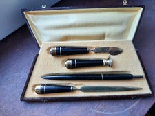 ANCIEN NECESSAIRE DE BUREAU ECRITURE EN COFFRET 5 PIECES