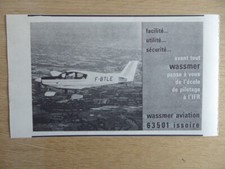 11/1972 PUB WASSMER AVIATION ISSOIRE WA 52 EUROPA F-BTLE ORIGINAL FRENCH AD