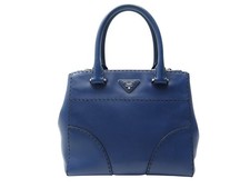 SAC A MAIN PRADA 2 WAY B2861K COUTURES CUIR DE VEAU BLEU MARINE HAND BAG 2600€