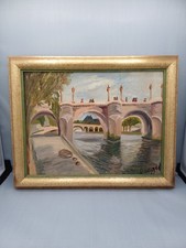 Tableau peinture à l’huile – Signé Dauget – “Le Pont Neuf et le Louvre” (1978)