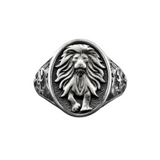 Bague homme animal en argent lion en argent sterling, bague signe du...