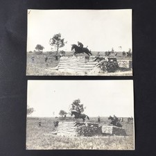 2 Cartes Photos Équitation Saut D’Obstacle Cross Country Jumping 1910 CPA