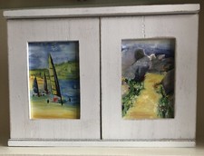 Armoire Boite à Clés murale en bois aspect blanc vieilli. Décor personnalisable