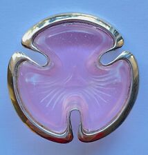 DAUM BROCHE EN PATE DE VERRE ROSE ET ARGENT 925/°° SIGNÉ LUXE VINTAGE MODE FEMME