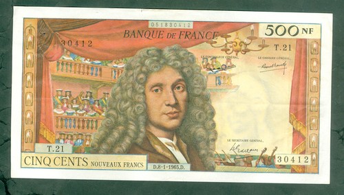 Rare billet 500nf - billet, moliÈre