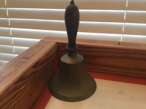 Antique brass hand bell - hand, with