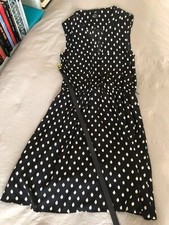 ROBE H&M ANNÉES 20 30 COL V À POIS NOIR BLANC CEINTURE 38 S M TOP MANGO