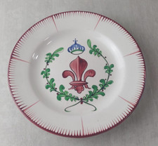Ancienne assiette, décor fleur de lys, Les Islettes / faïenceries de l'Est