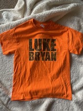 Luke Bryan Orange Camo 2017 Concert Tee Size Large CMA ACM Jeff Stevens Cobb 