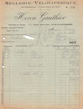 19-0427   1920 SELLERIE VELOCIPEDIQUE HENRI GAUTHIER A LYON VILLEURBANNE - M.